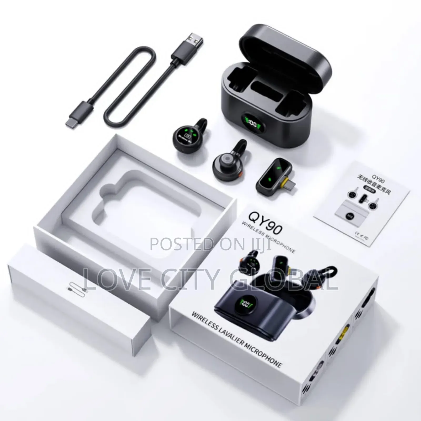Qy90 Wireless Microphone Anc Clip-on Design Magnetic Lapel Mic Case