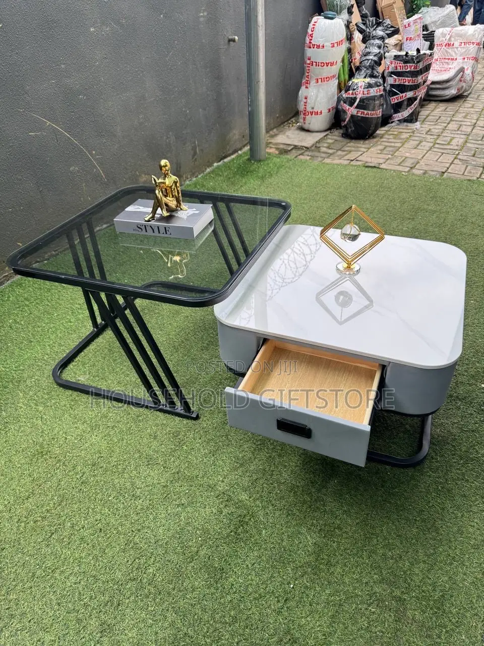 Luxury 2in1 Marble Center Table With Drawer