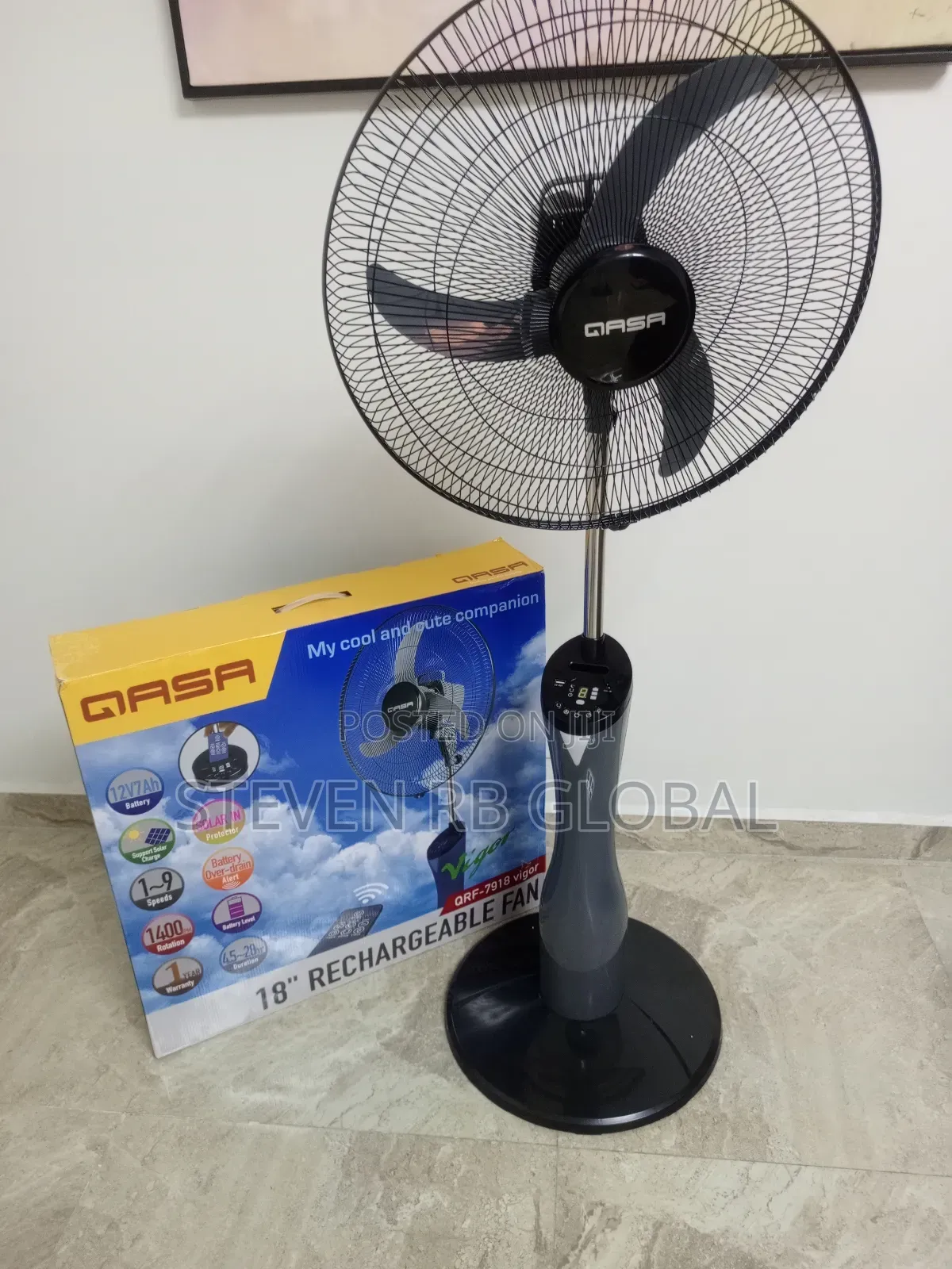 Qasa 18” Rechargeable Fan | QRF-7918 Vigor