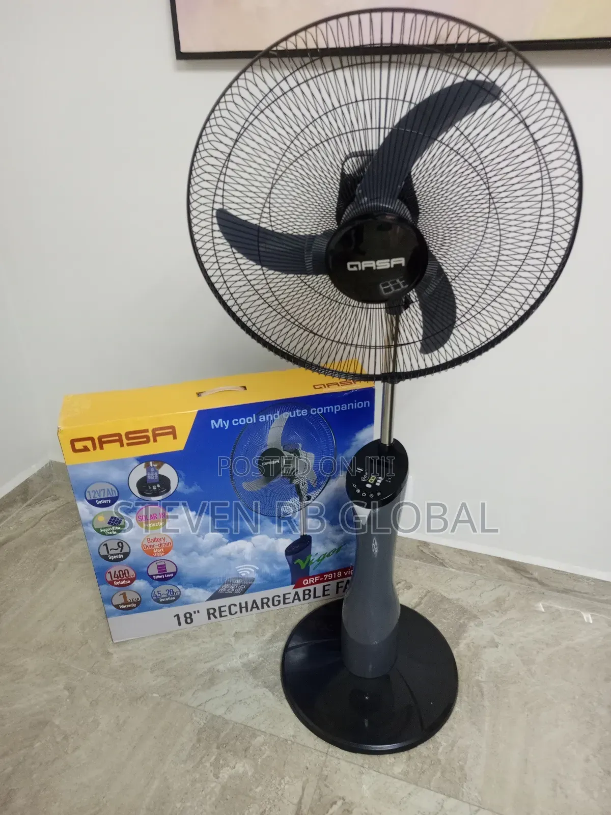 Qasa 18” Rechargeable Fan | QRF-7918 Vigor