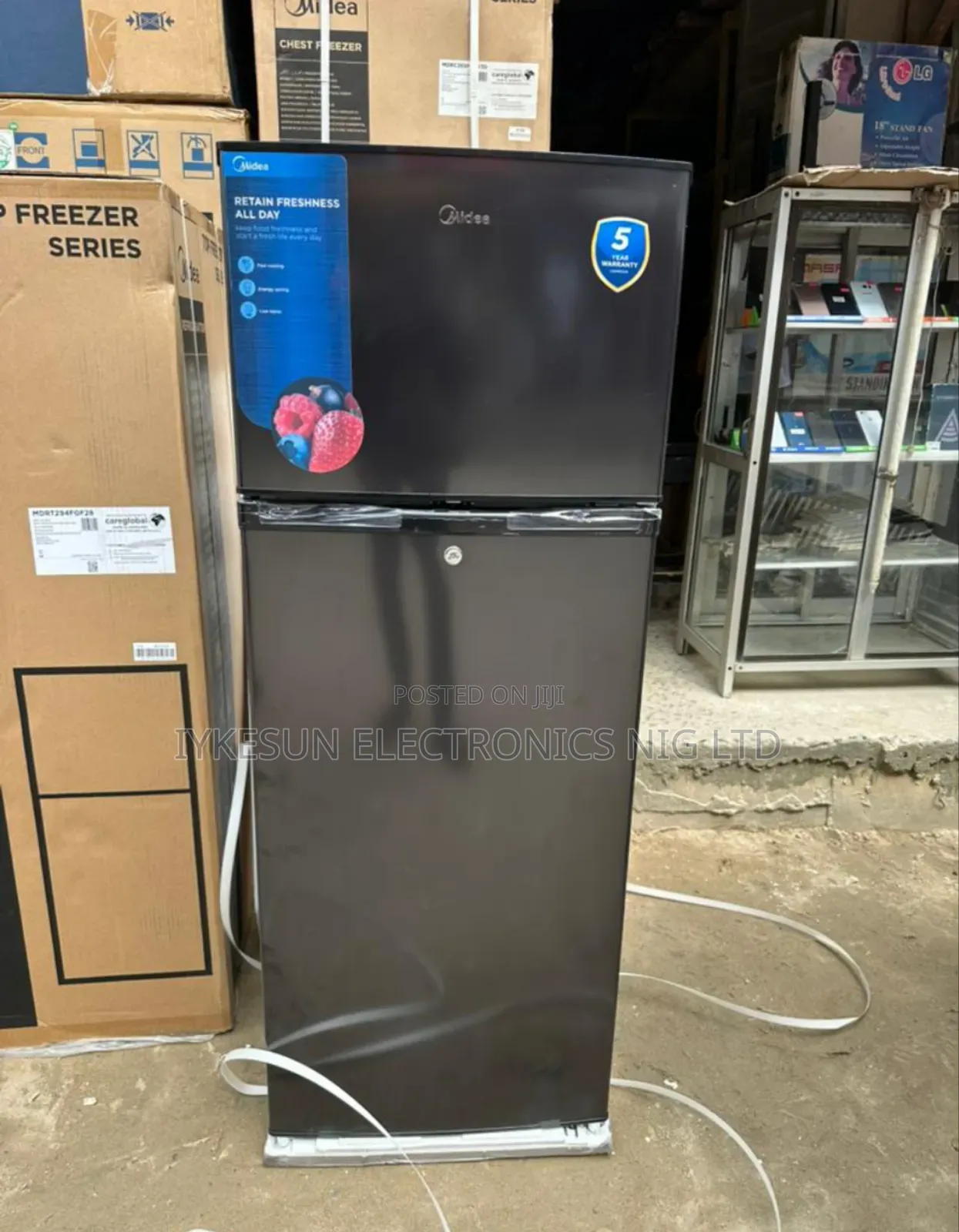 Original Midea Lowvoltage 205litters Refrigerator 2 Doors Black 5years