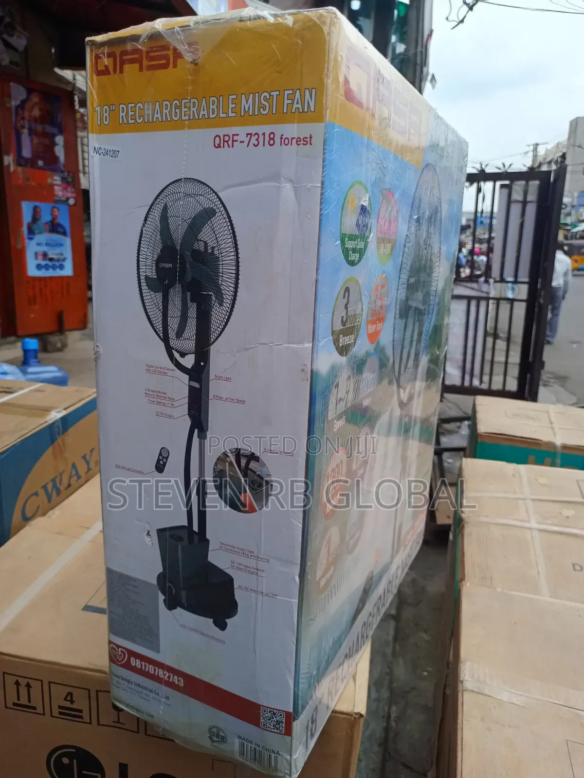 Qasa 18" Rechargeable Mist Fan With Remote – QRF-7318 (Forest)