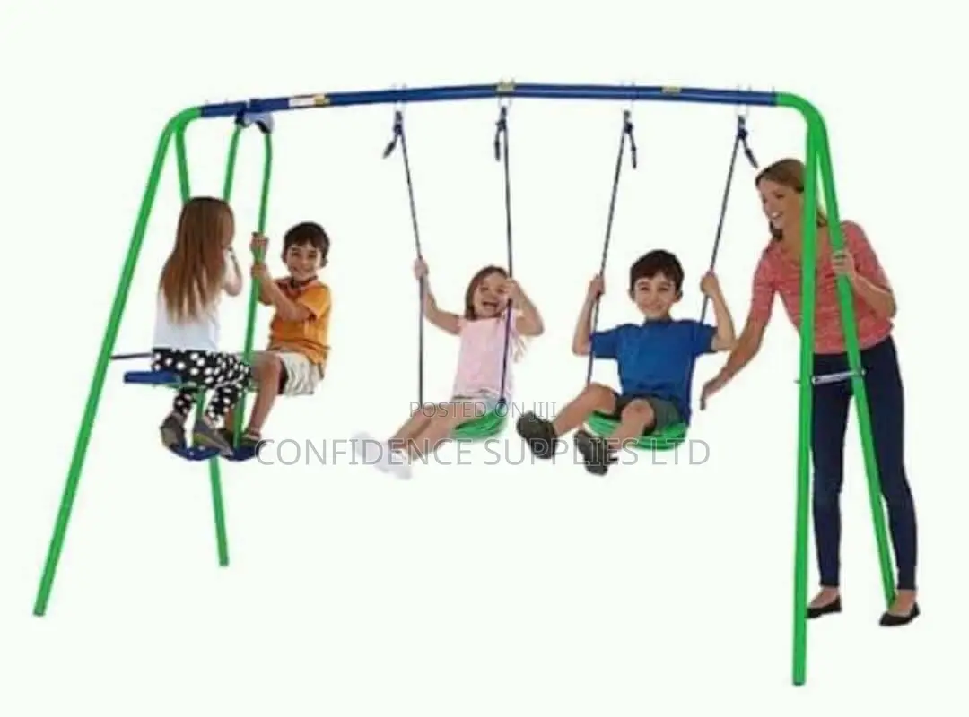Metal Swing Set Slide Kids Playground Outdoor Backyard Play W