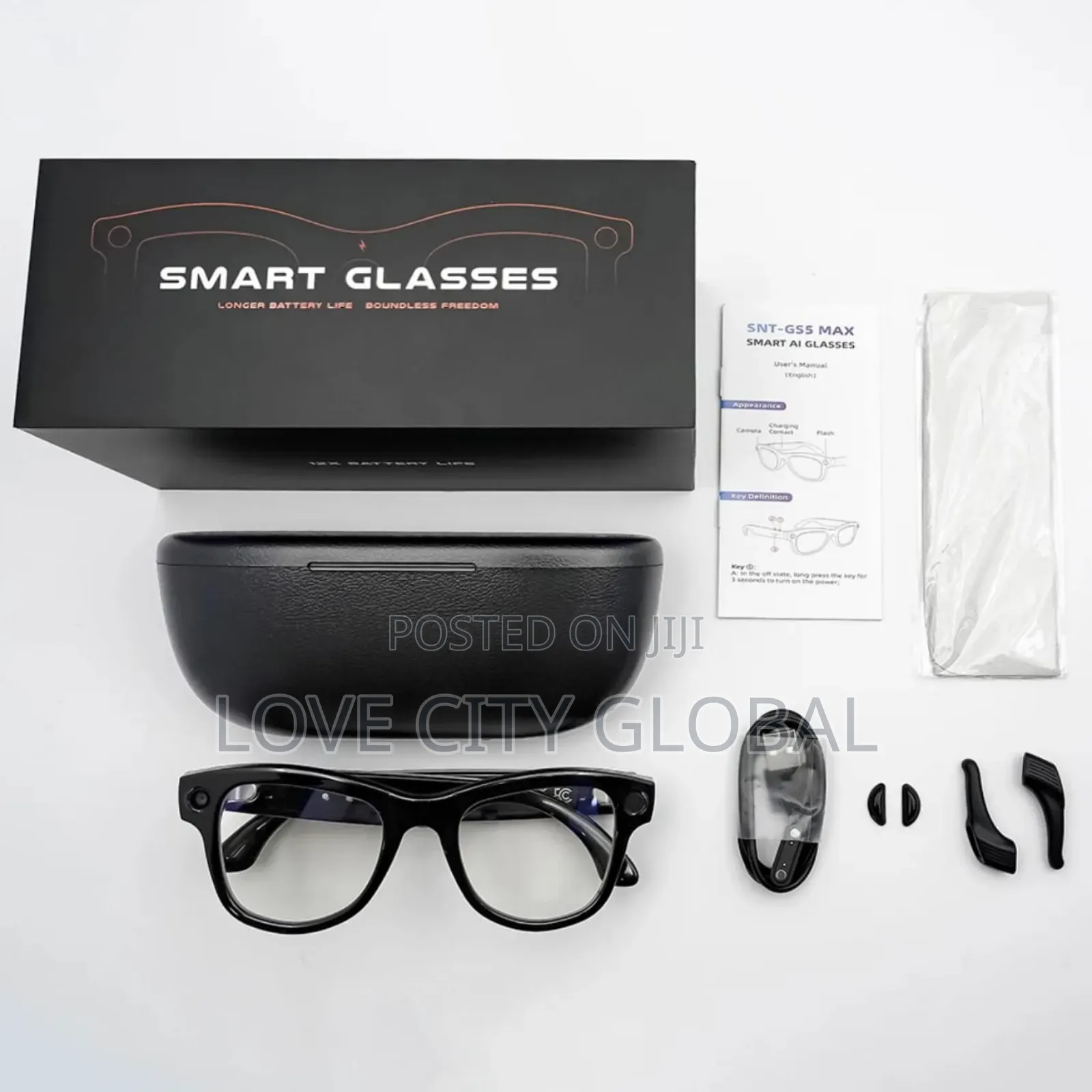2000w Pixel Gs5 Max Ai Smart Sunglass Wit 2 Lens Chargin Case Camera