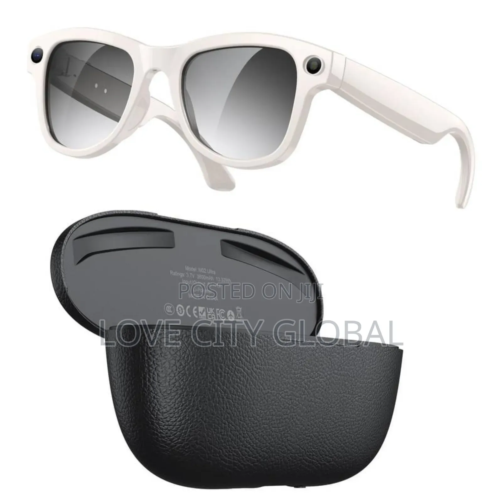 M02 Ultra Smart Glass With Charging Case 2lens 20mp Hd Camera Bt Call