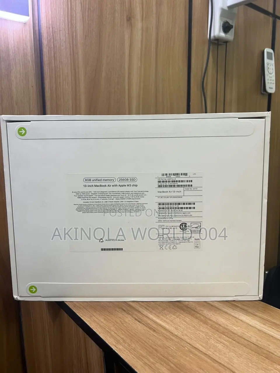 New Laptop Apple MacBook Air 8GB Apple M3 SSD 256GB