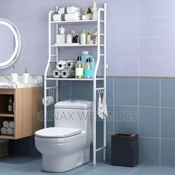 3-Tier Over-the-Toilet Organizer Rack With Side Hooks