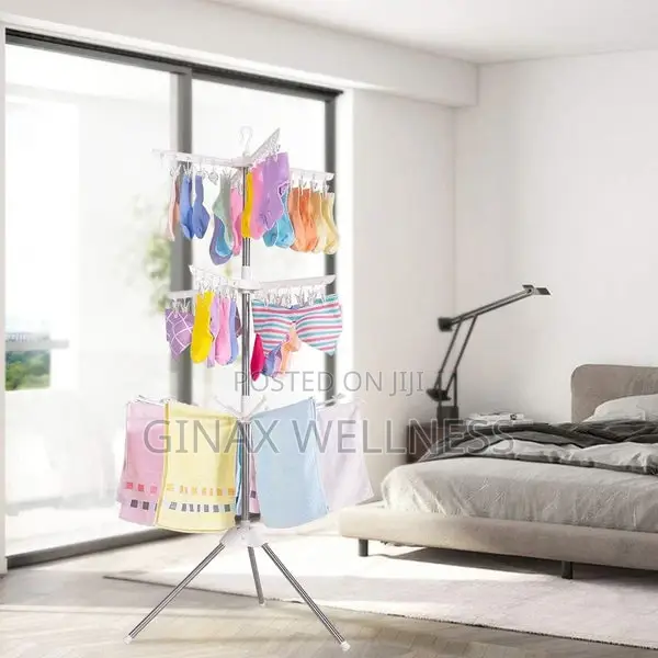 3-Tier Rotating Laundry Dryer Stand With 10 Arms and 24 Pegs