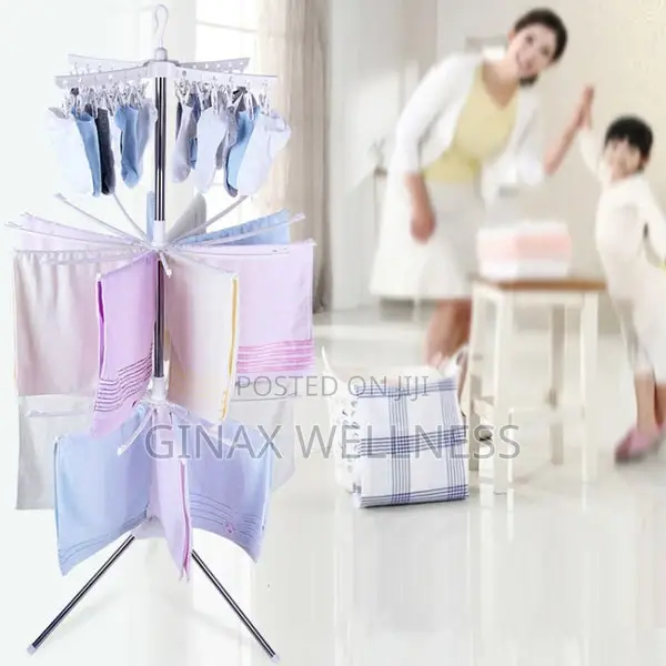 3-Tier Rotating Laundry Dryer Stand With 10 Arms and 24 Pegs