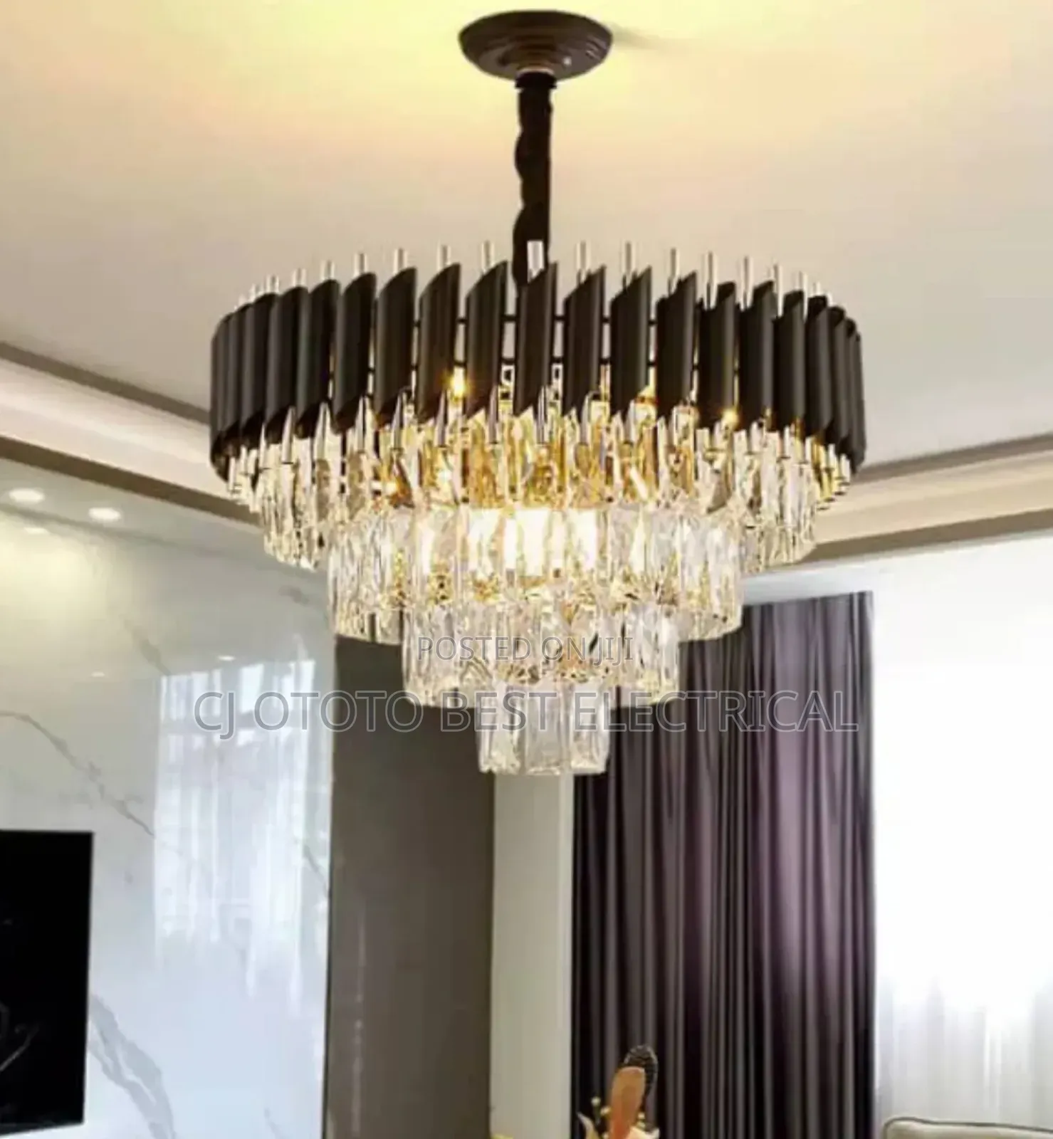 Crystal Chandelier Light Gold And Black Body Available