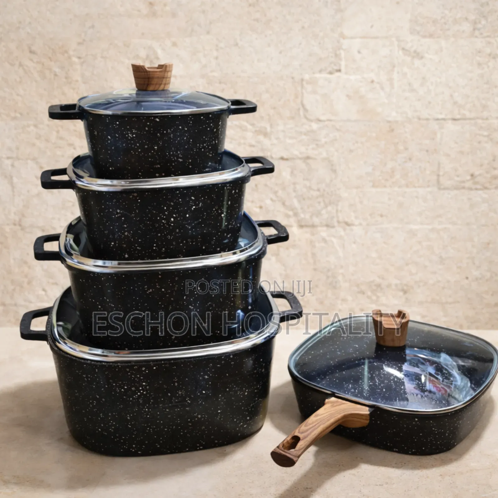 Quality Granite Non Stick Pots and Frypan - 5 Set