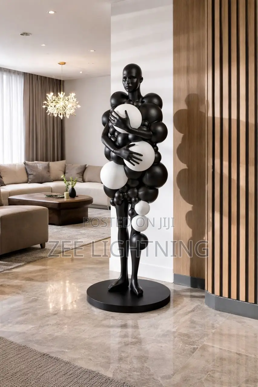 Hotel Lobby Floor Lights Abstract Figure Art Sculpture Holding Lamps