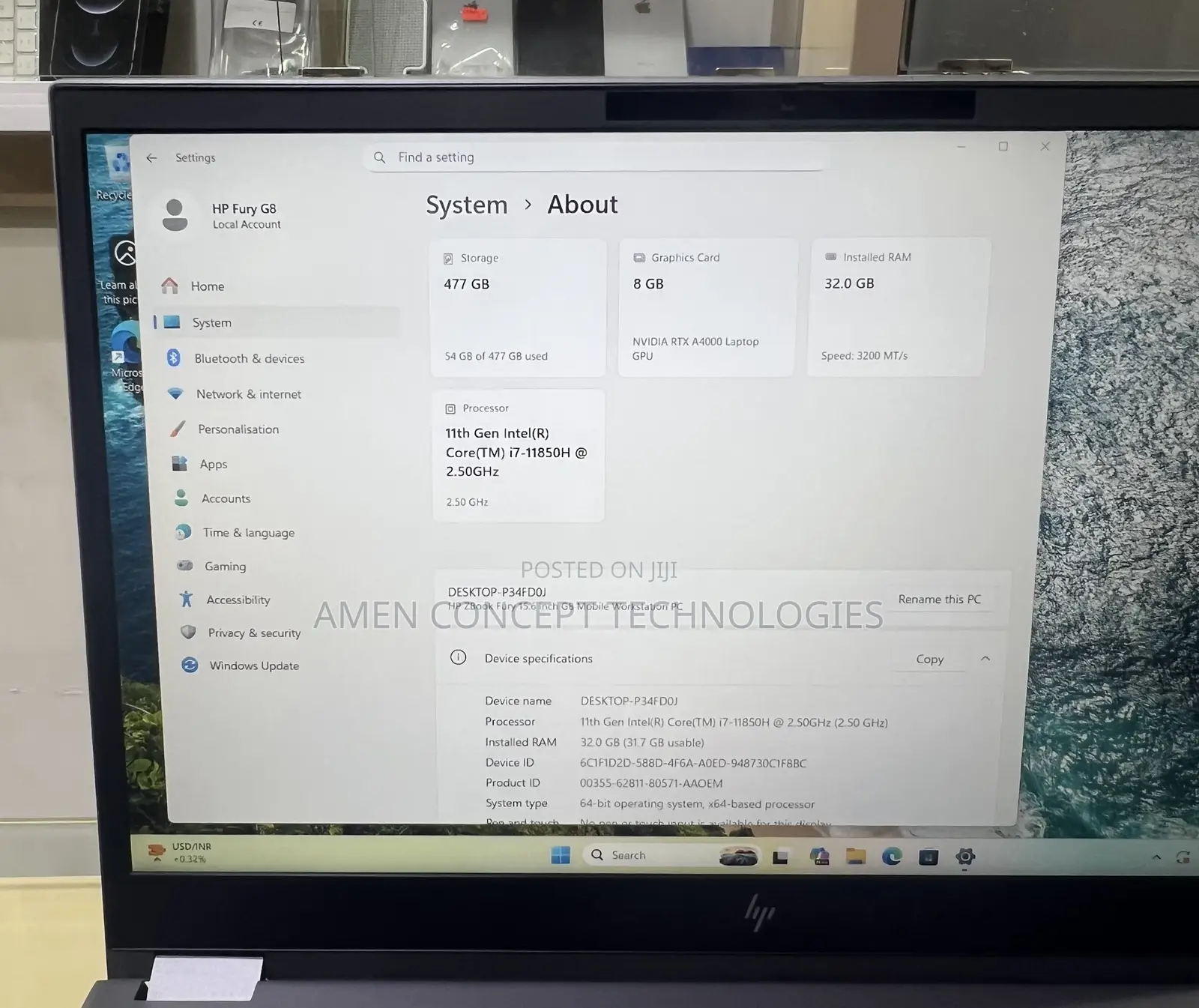 Laptop HP ZBook Fury 15 G8 32GB Intel Core i7 SSD 1T