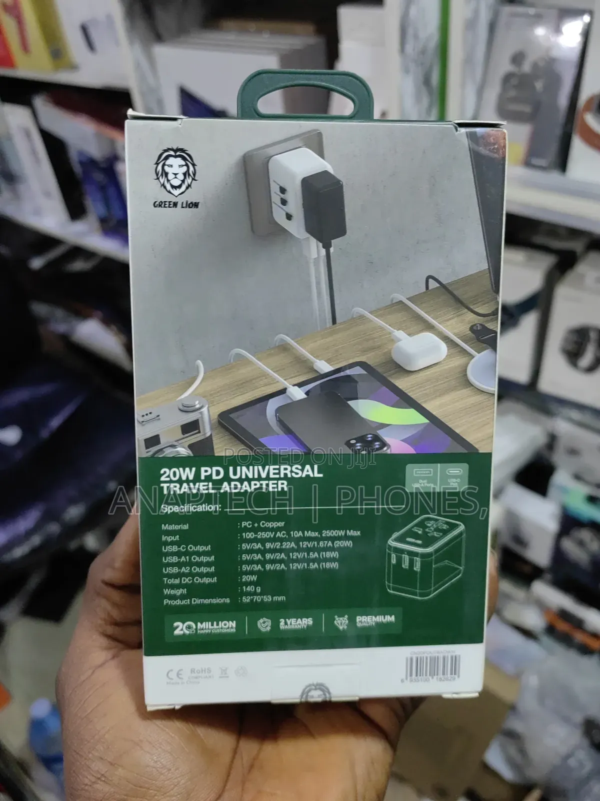 Green Lion 2500w Max 20w Pd Universal Travel Adapter
