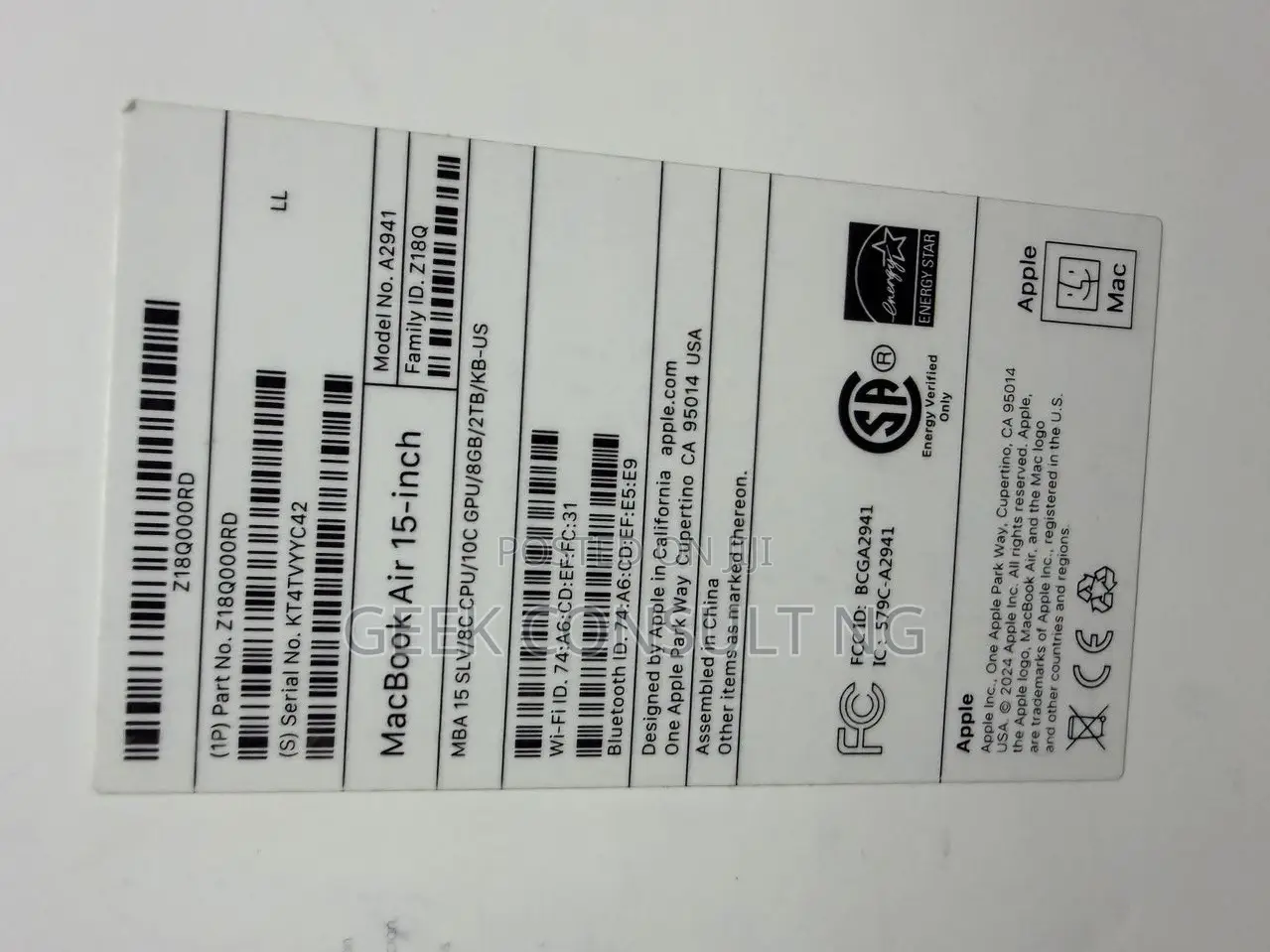 New Laptop Apple MacBook Air 2023 M2 8GB Apple M2 SSD 2T