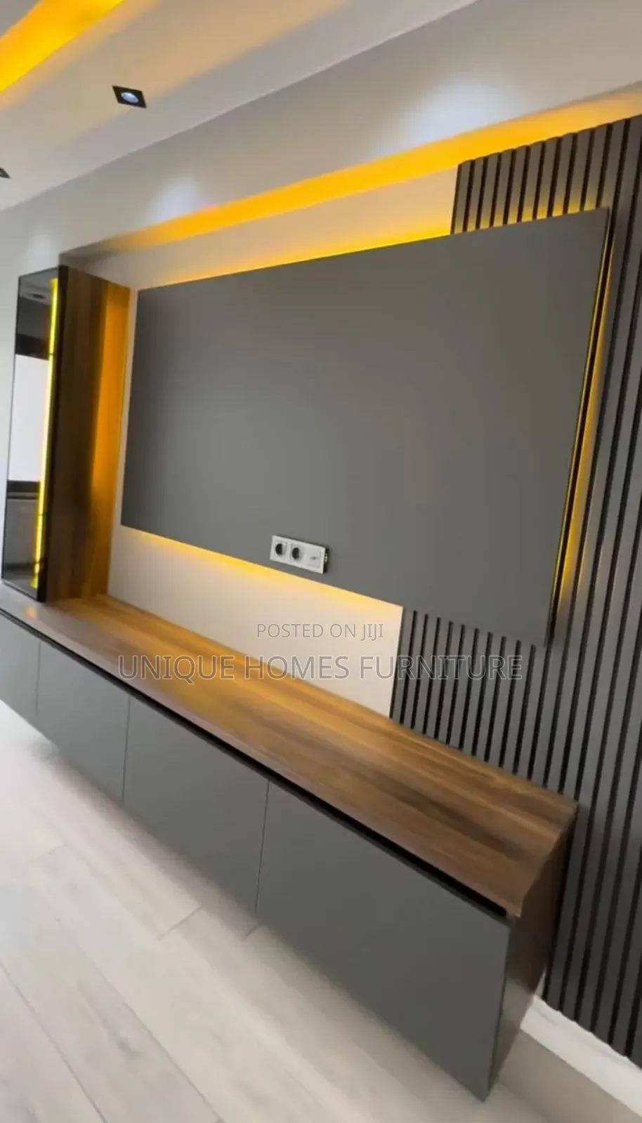 Tv Console With Unique Finishing