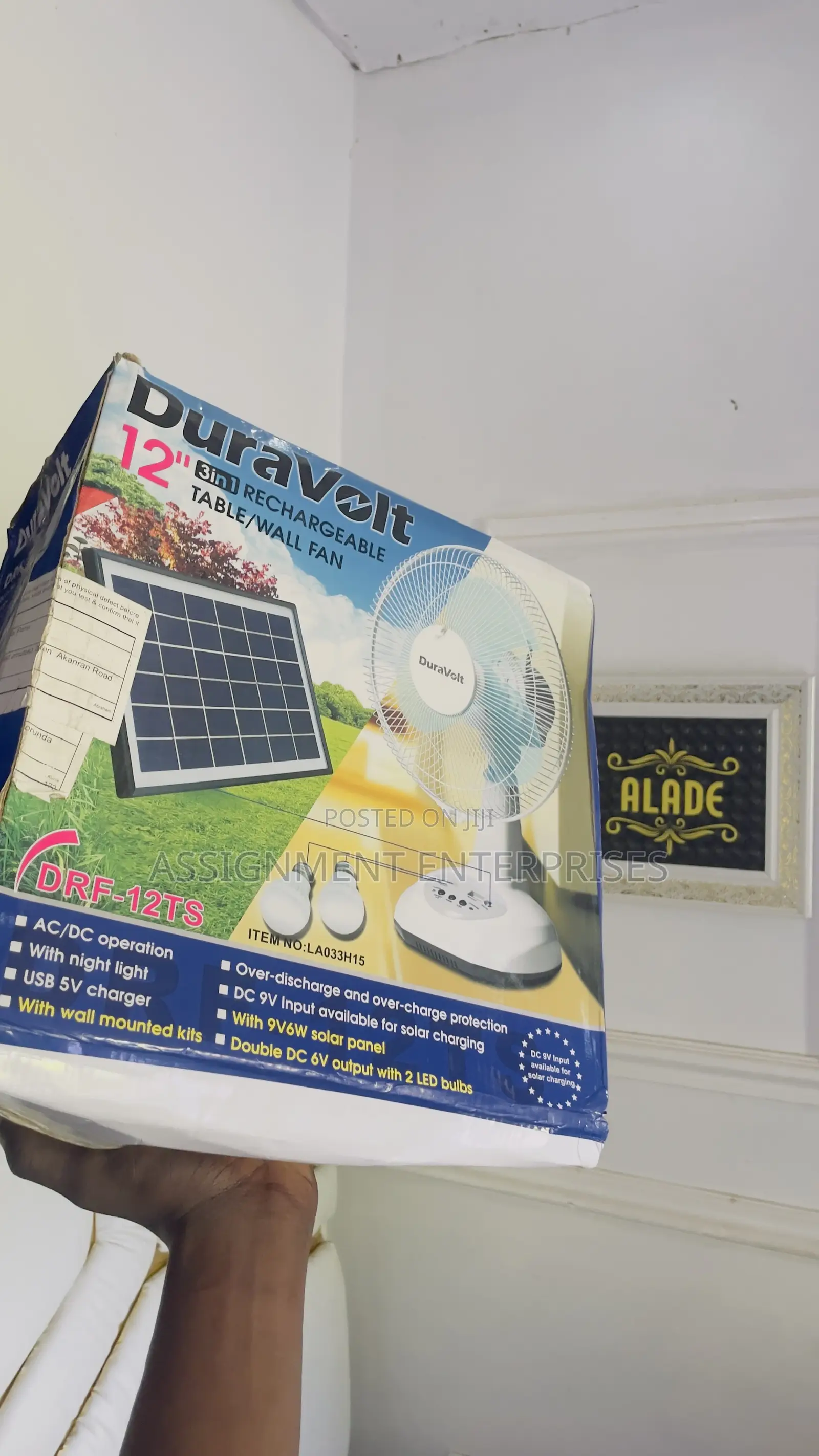 Duravolt 12 Inches Rechargeable Fan