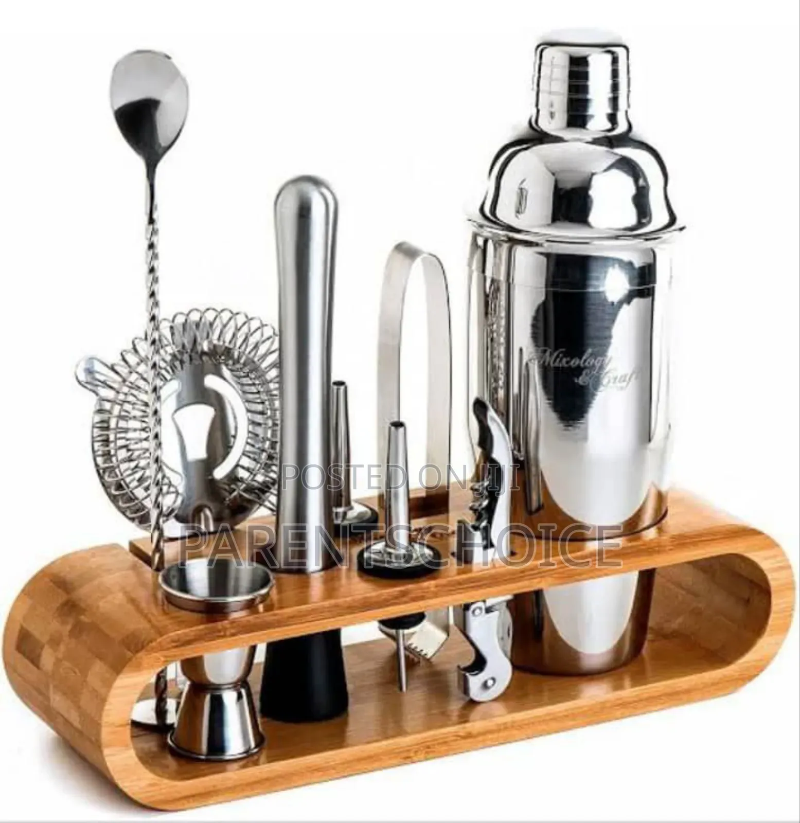 Complete Bar Set With Wooden Rack