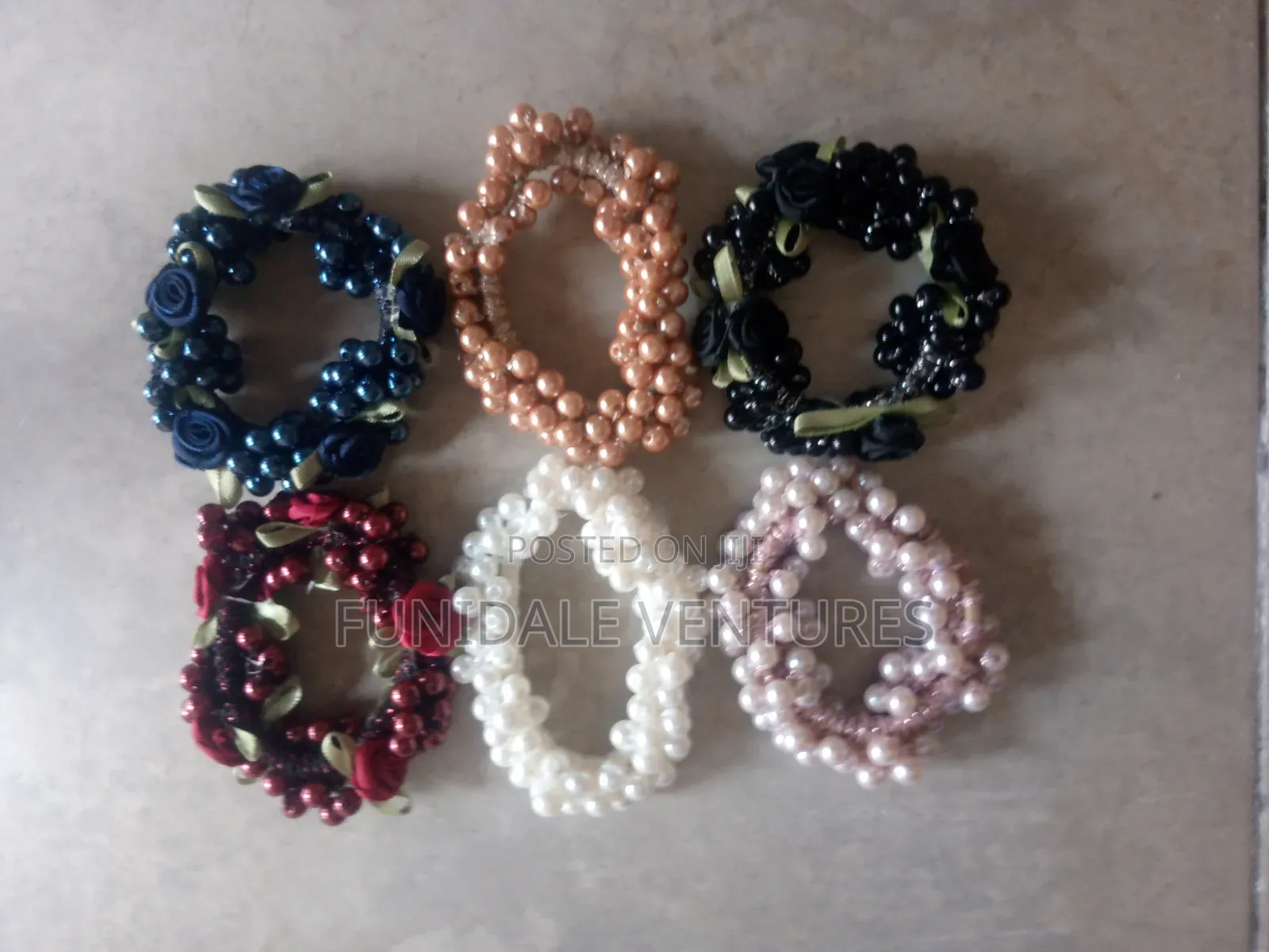 6 Pack Women Pearl Hair Scrunchies