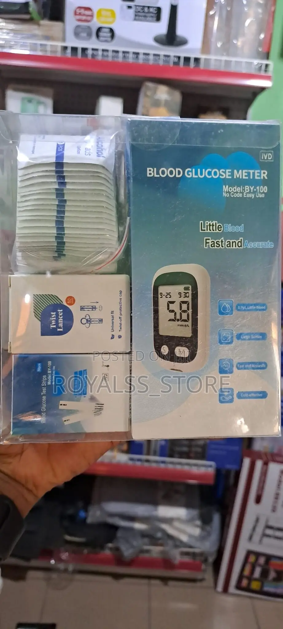 Fast Accurate Blood Sugar Glucose Monitor Kit With Large Hd LCD Screen