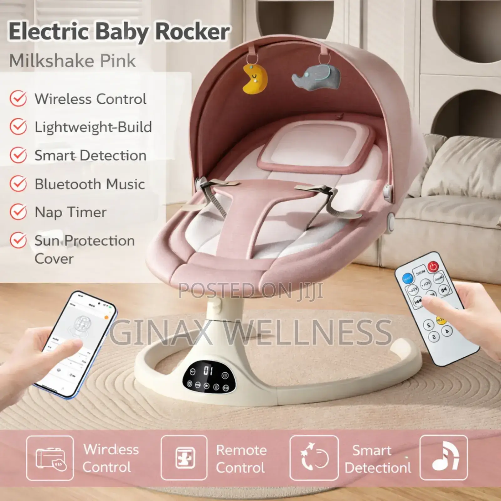3-in-1 Smart Baby Rocker With Rocking, Lounging and Sitting Modes