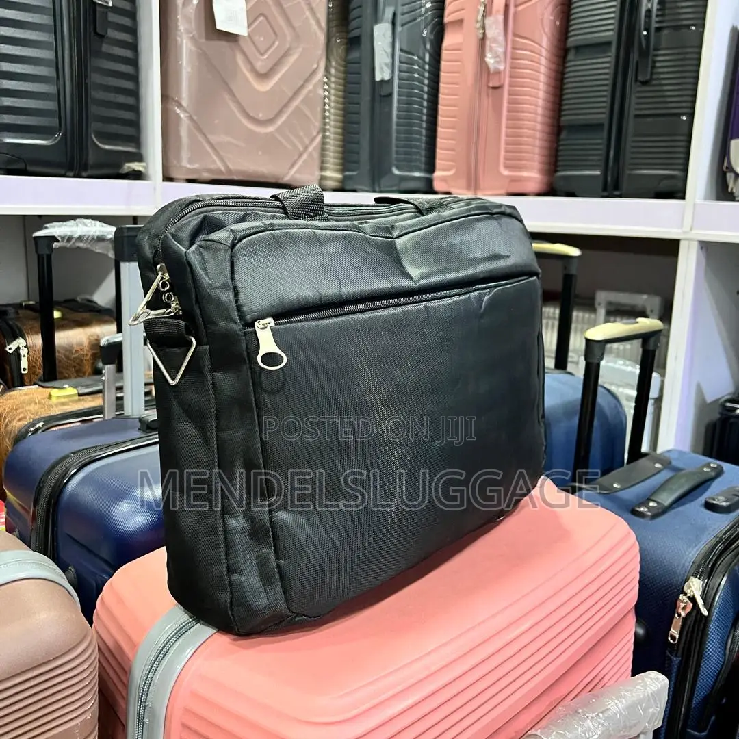 Professional Black Laptop Bag With Dual Handles and Red Trim