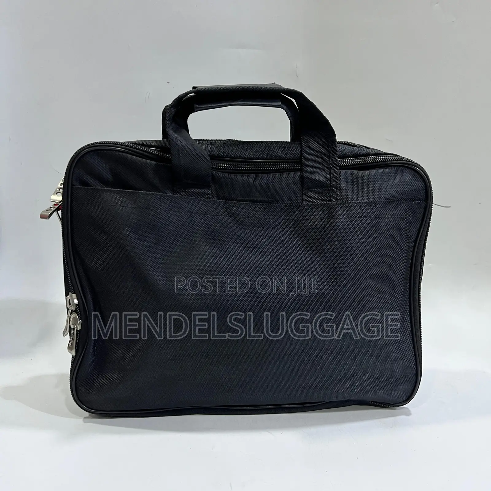 Black Laptop Bag With Red Detailing and Front Zipper