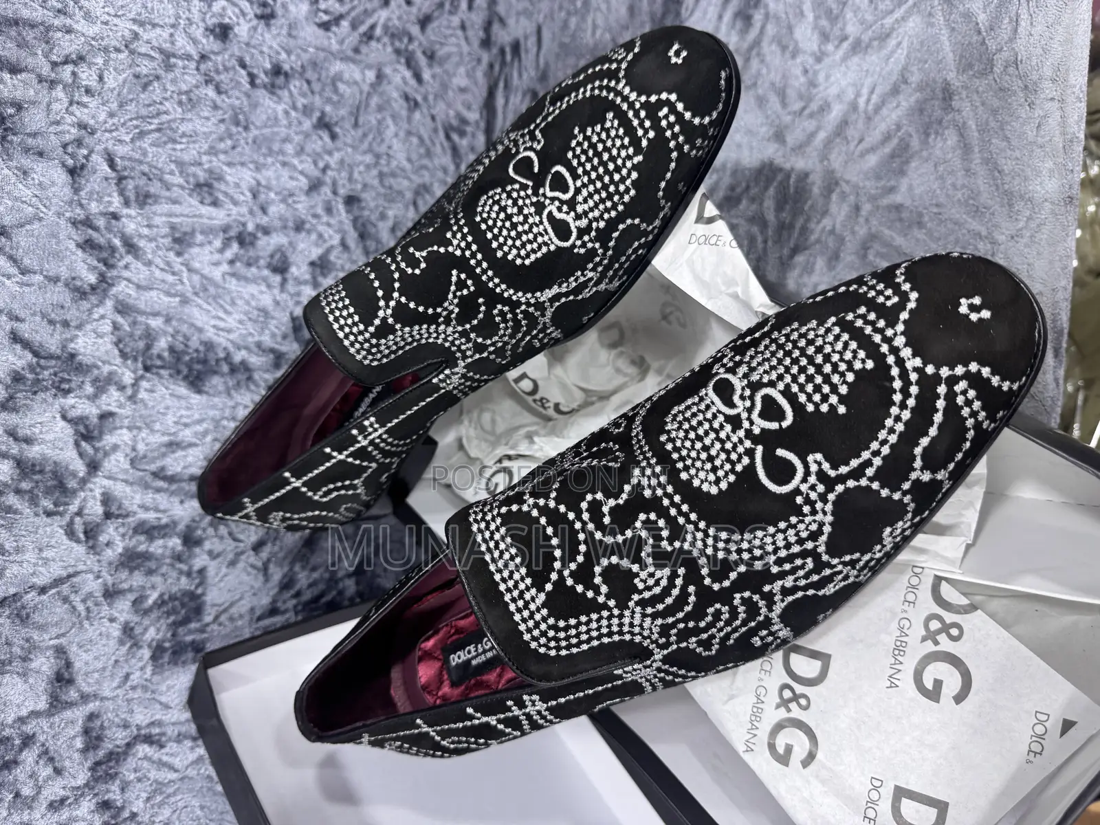 Italian Dolce & Gabbana Royal Stone Velvet Shoes
