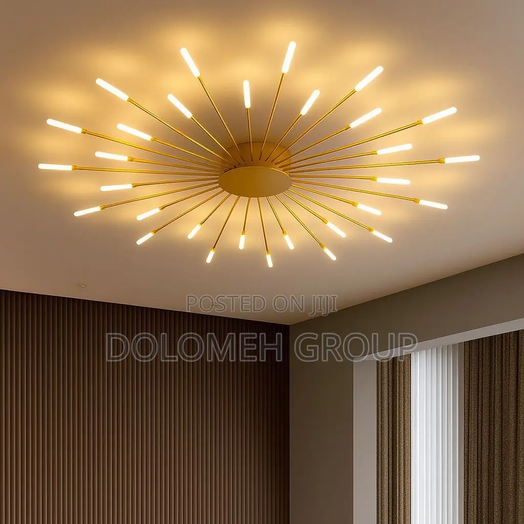 Multi Hand Gold Metal and Acrylic Chandelier