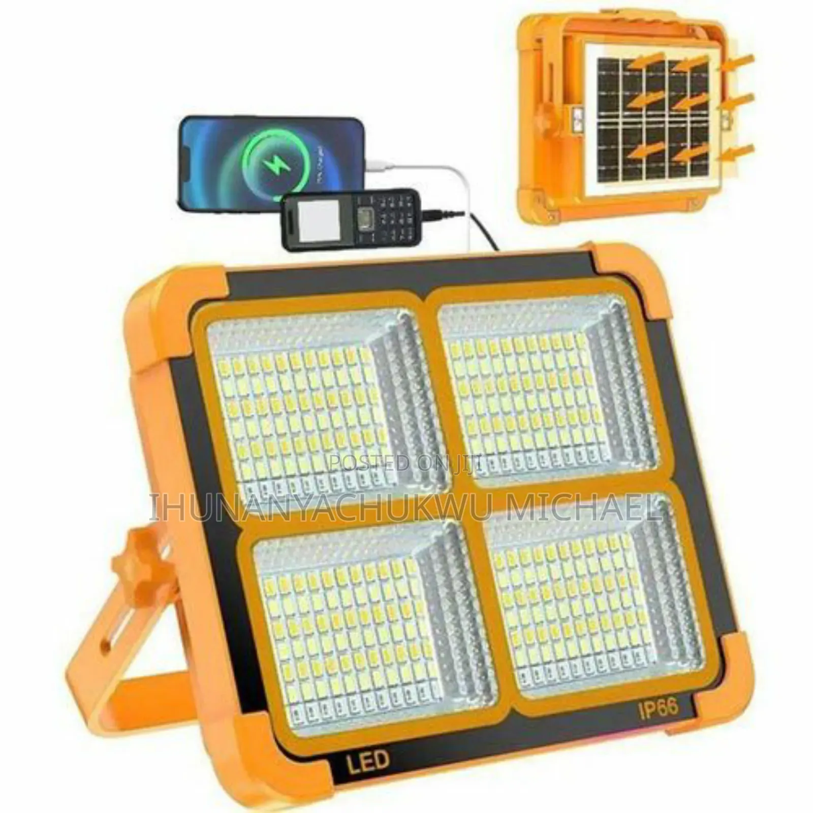 120w Solar Rechargeable Light With Panel On The Body, Multi Function