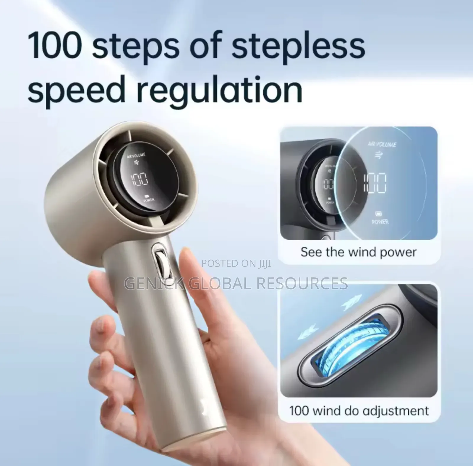 199-Speed Cooling Digital Rechargeable Handheld Fan (Non Foldable)