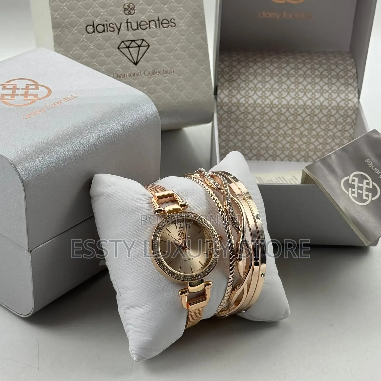 Premium Quality Daisy Fuentes Female Wristwatch, Bangle Bracelet Set
