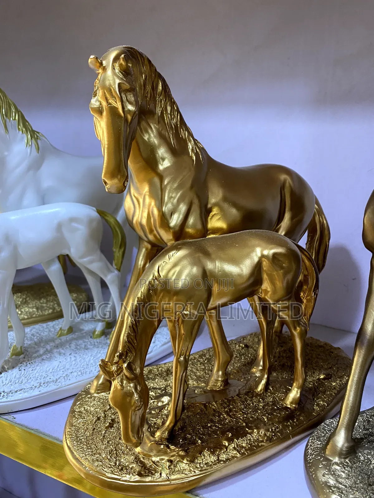2pc Horse Statue Figurine Ornaments Gold Horses Crafts Home Decoratio