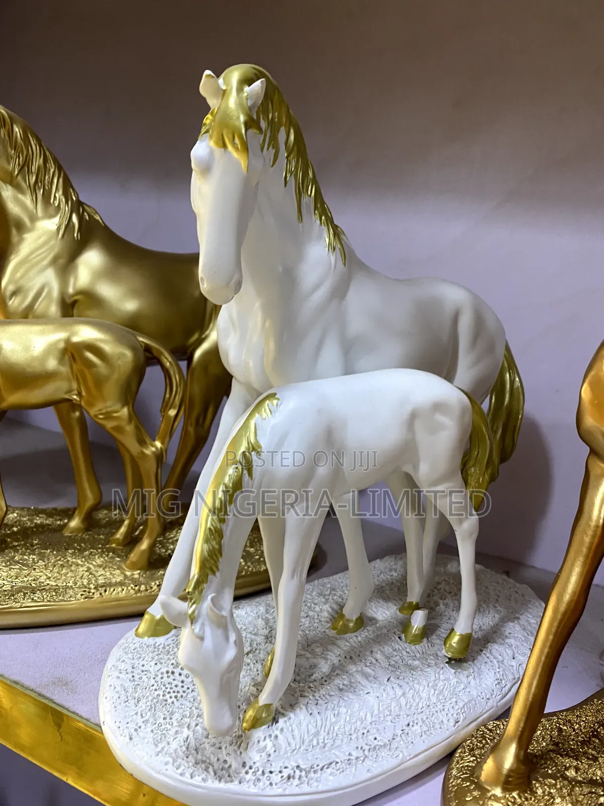2pc Horse Statue Figurine Ornaments Gold Horses Crafts Home Decoratio