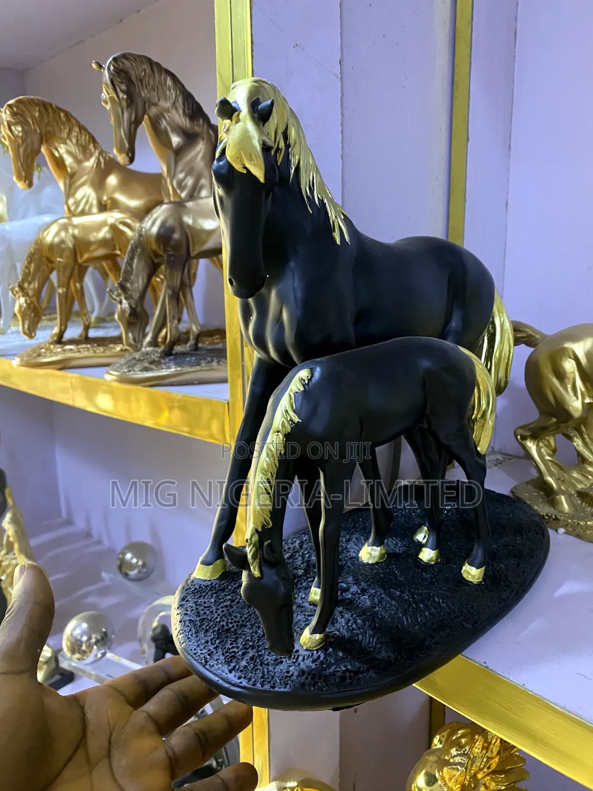 2pc Horse Statue Figurine Ornaments Gold Horses Crafts Home Decoratio