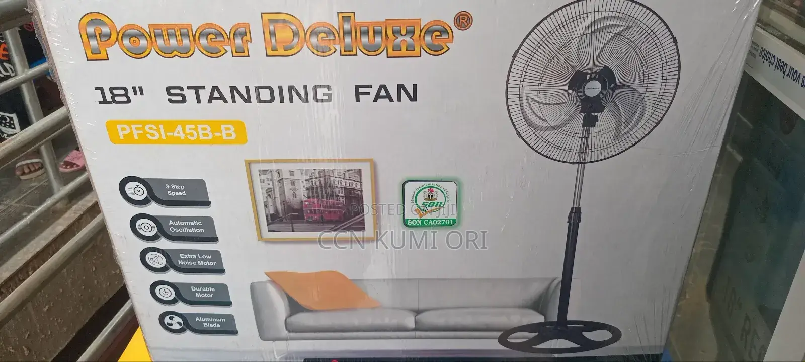 Power Delxue Standing Fan. PSFL-45b-B .