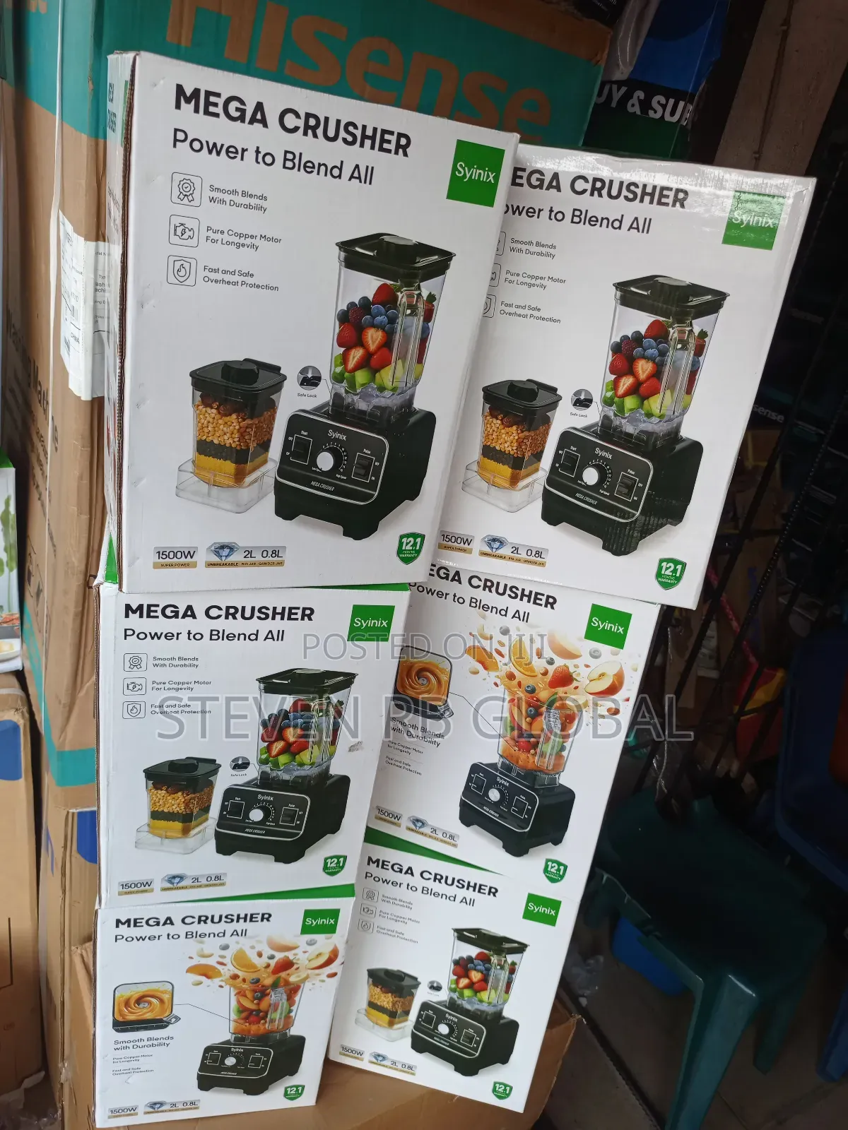 Syinix Mega Crusher Blender – 2l Big Jar / 0.8l Grinder Jar