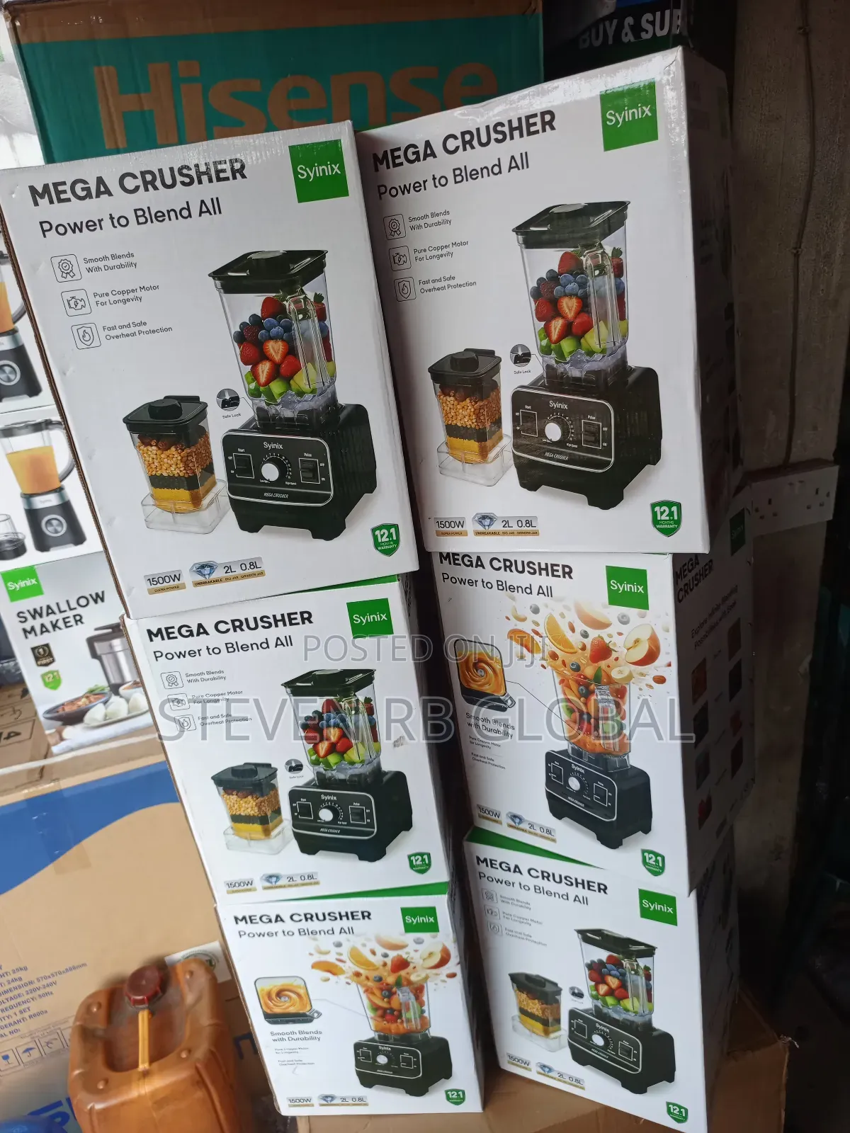 Syinix Mega Crusher Blender – 2l Big Jar / 0.8l Grinder Jar
