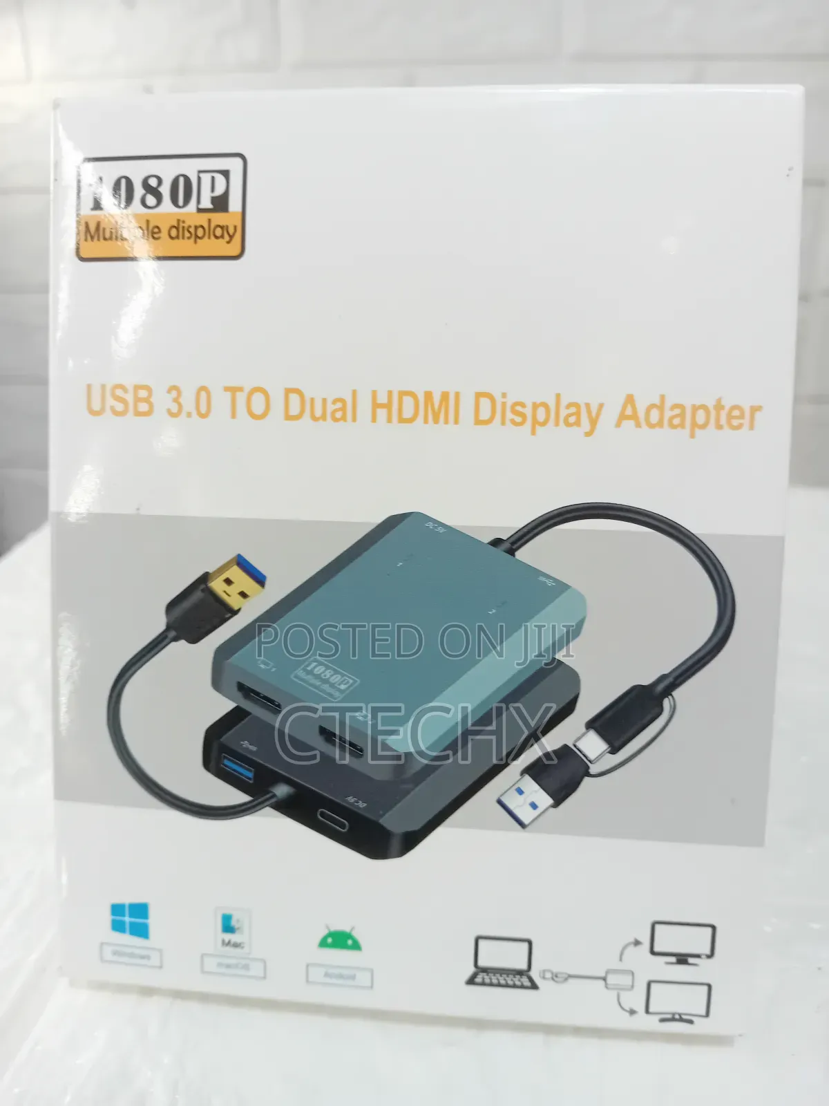 Usb C to Dual Hdmi Adapter, Dual Monitors Adapter 1080p Multiple Displ