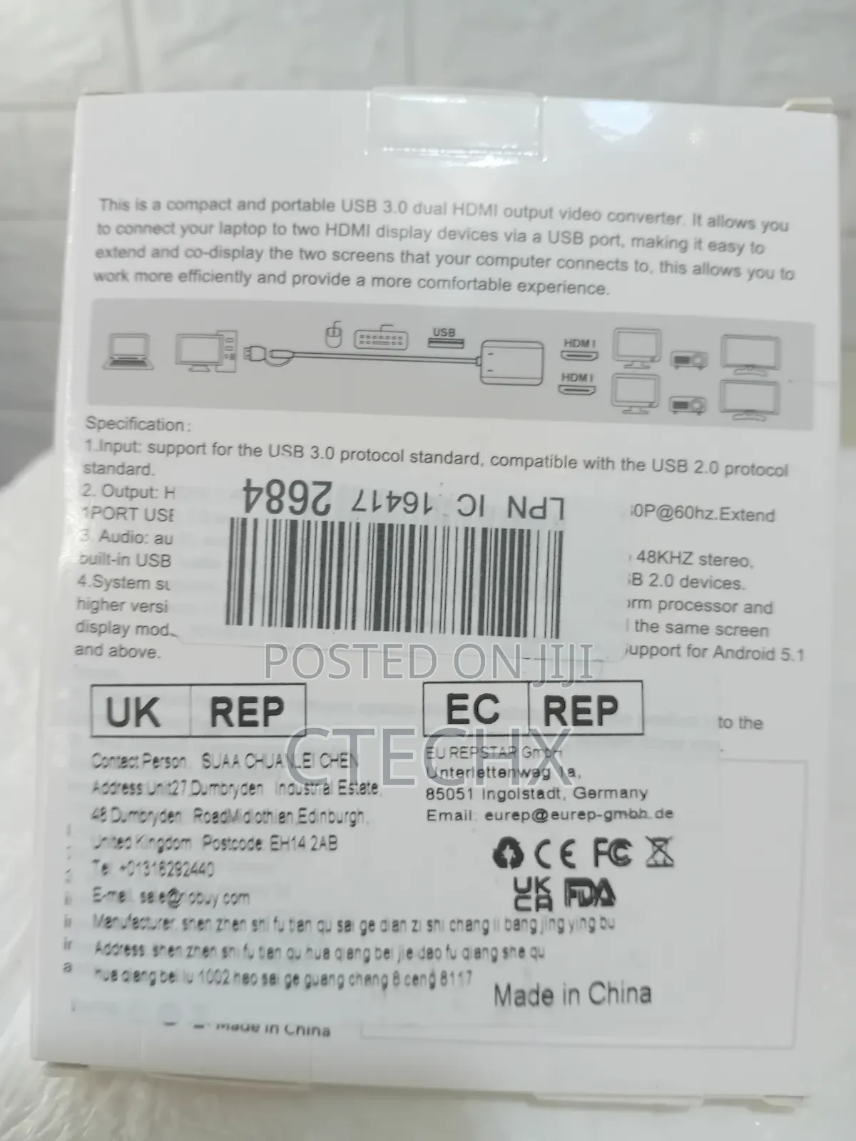 Usb C to Dual Hdmi Adapter, Dual Monitors Adapter 1080p Multiple Displ
