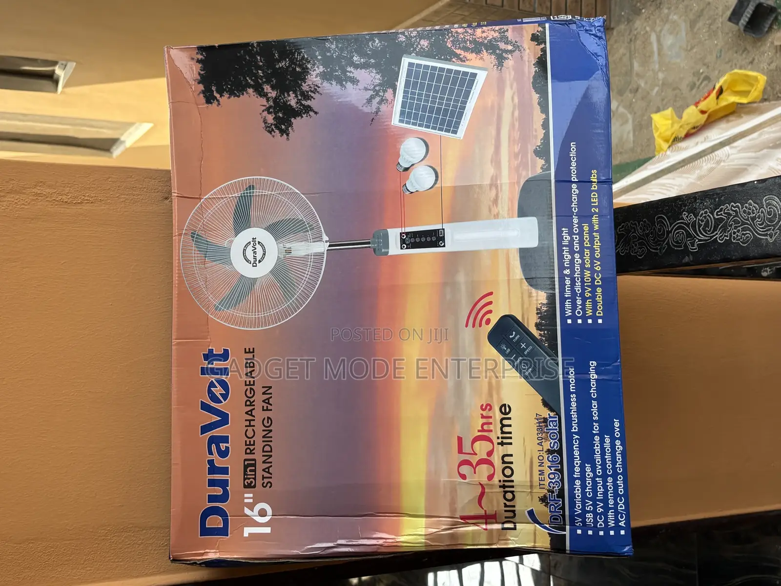 Duravolt 16-Inch 3-in-1 Rechargeable Standing Fan