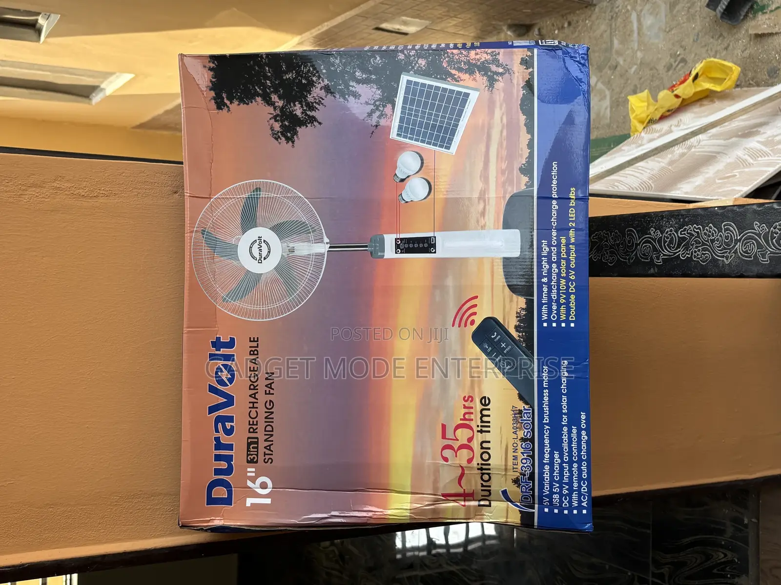 Duravolt 16-Inch 3-in-1 Rechargeable Standing Fan