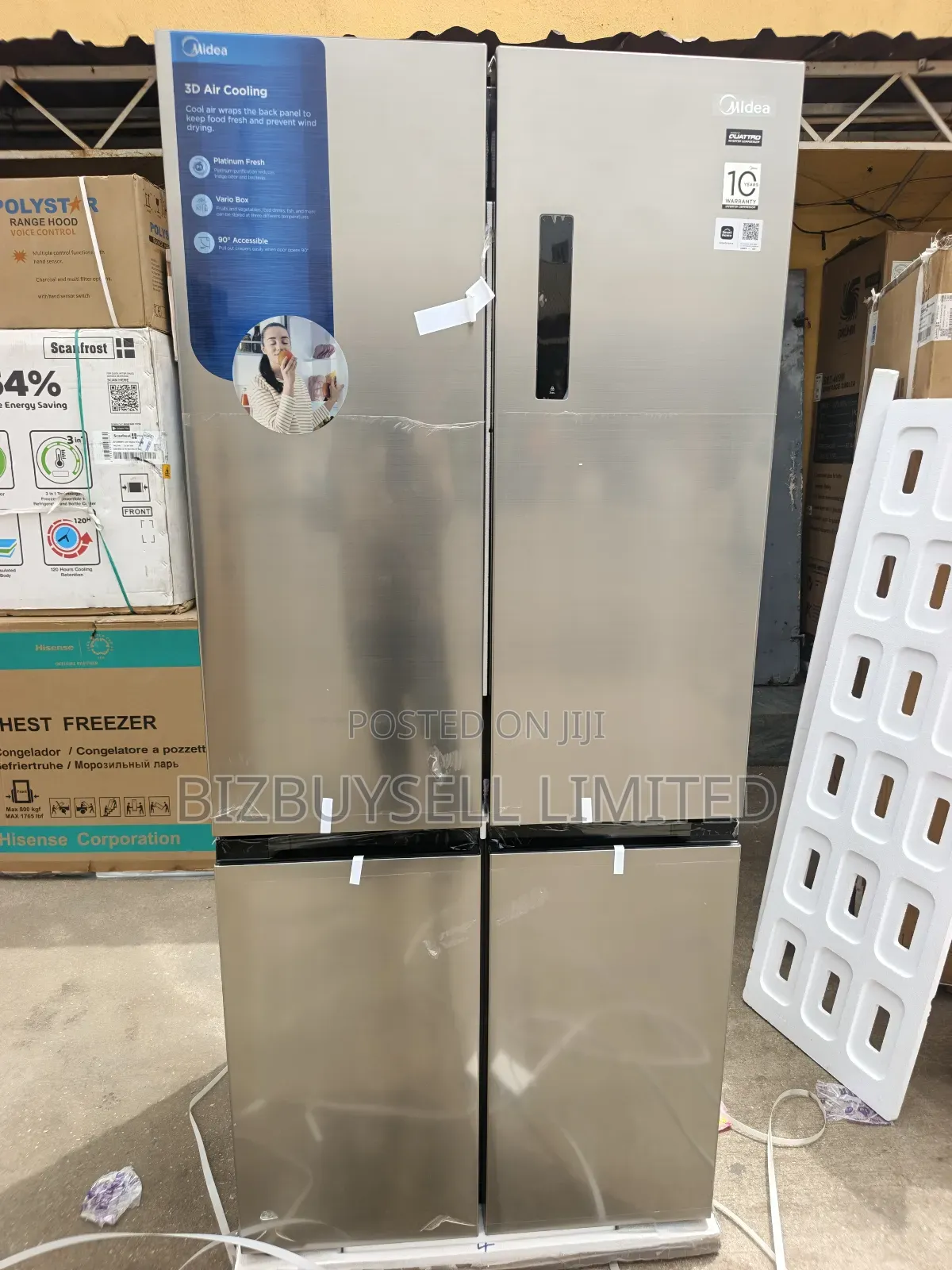 4 Doors Midea Refrigerator, 3d Air Cooling. 10 Years Warranty.