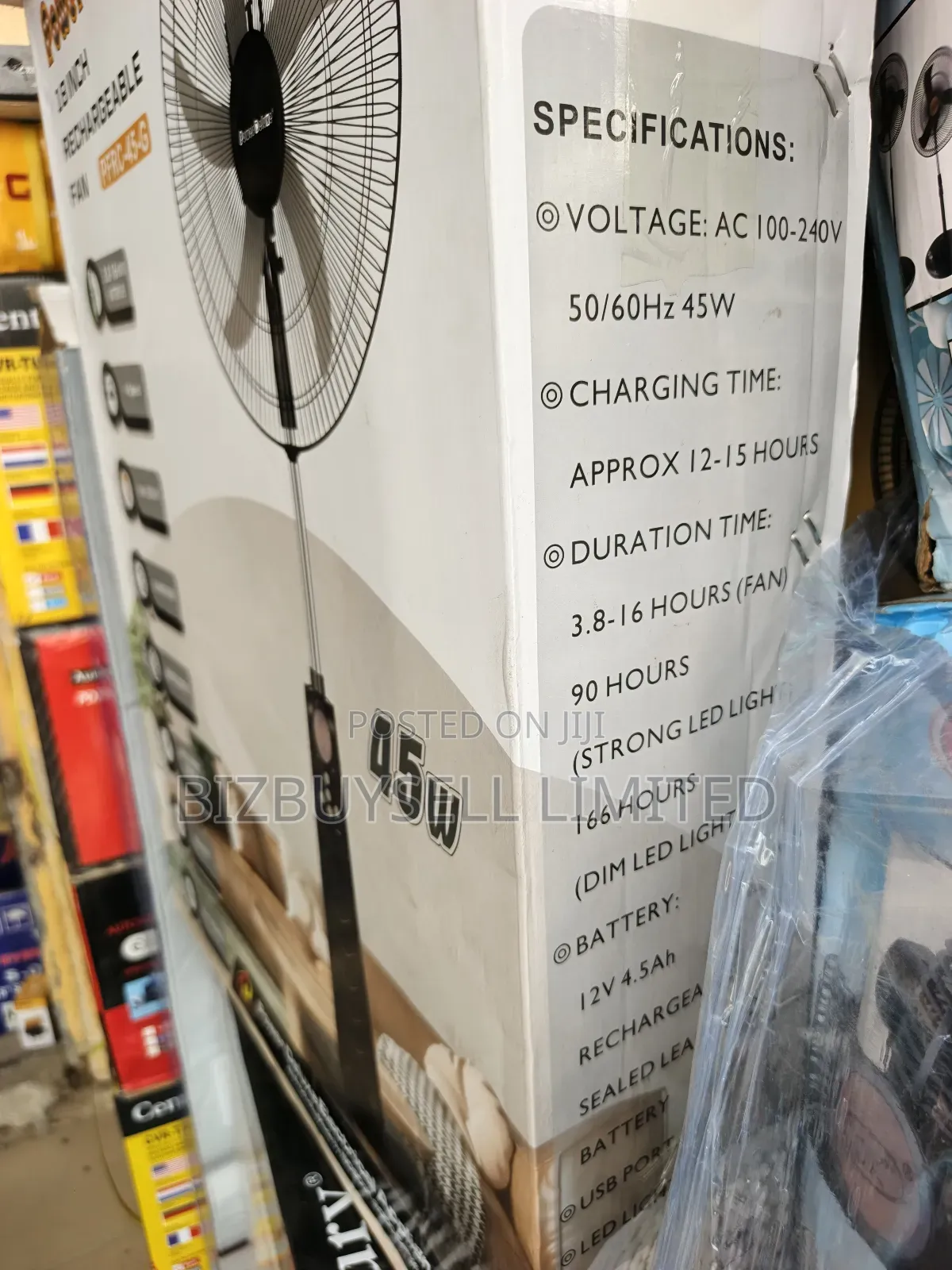 18" Inches Power Deluxe Rechargeable Standing Fan.