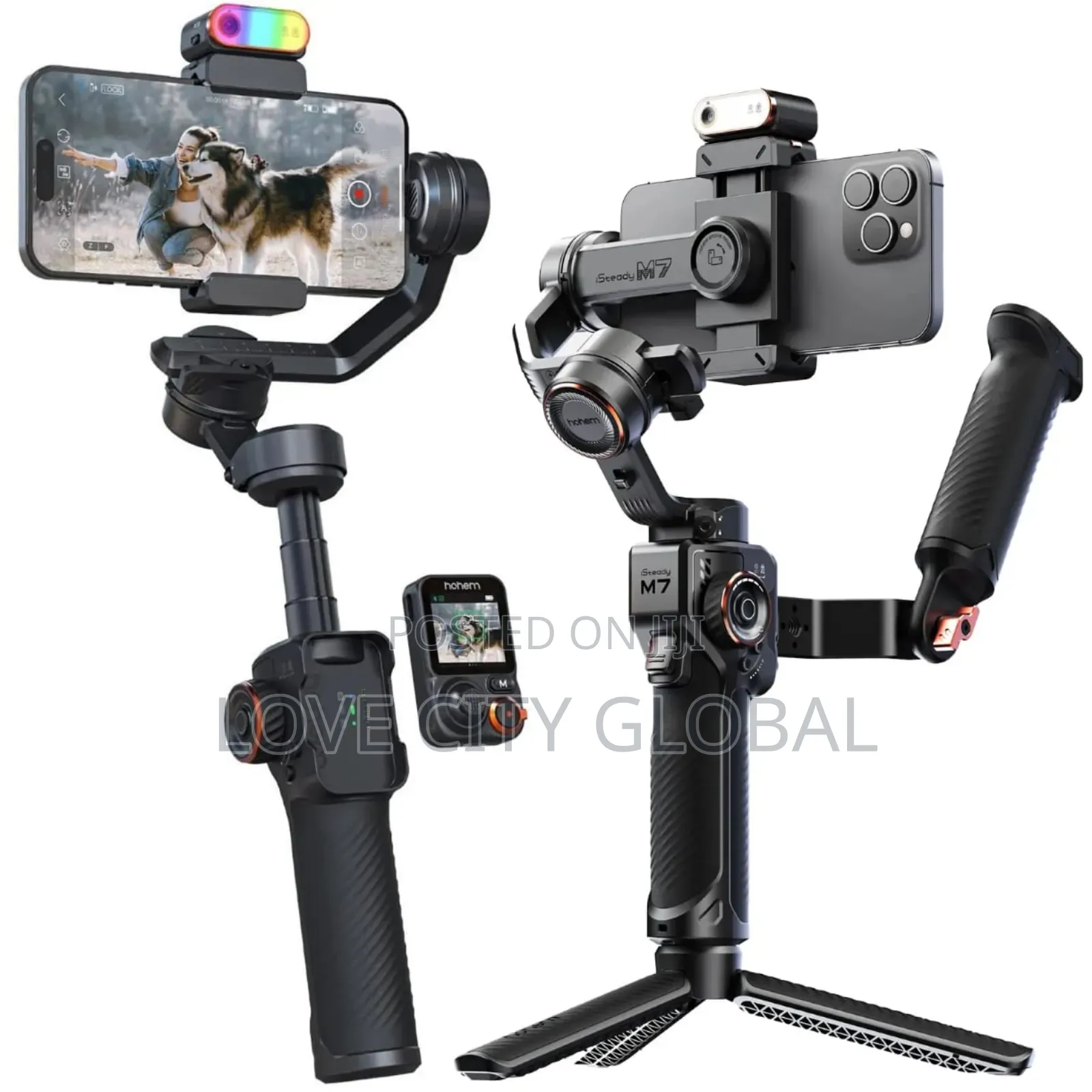 Isteady M7 Kit Phone Gimbal 3-Axis Ai Track Sensor Fill Light, Remote