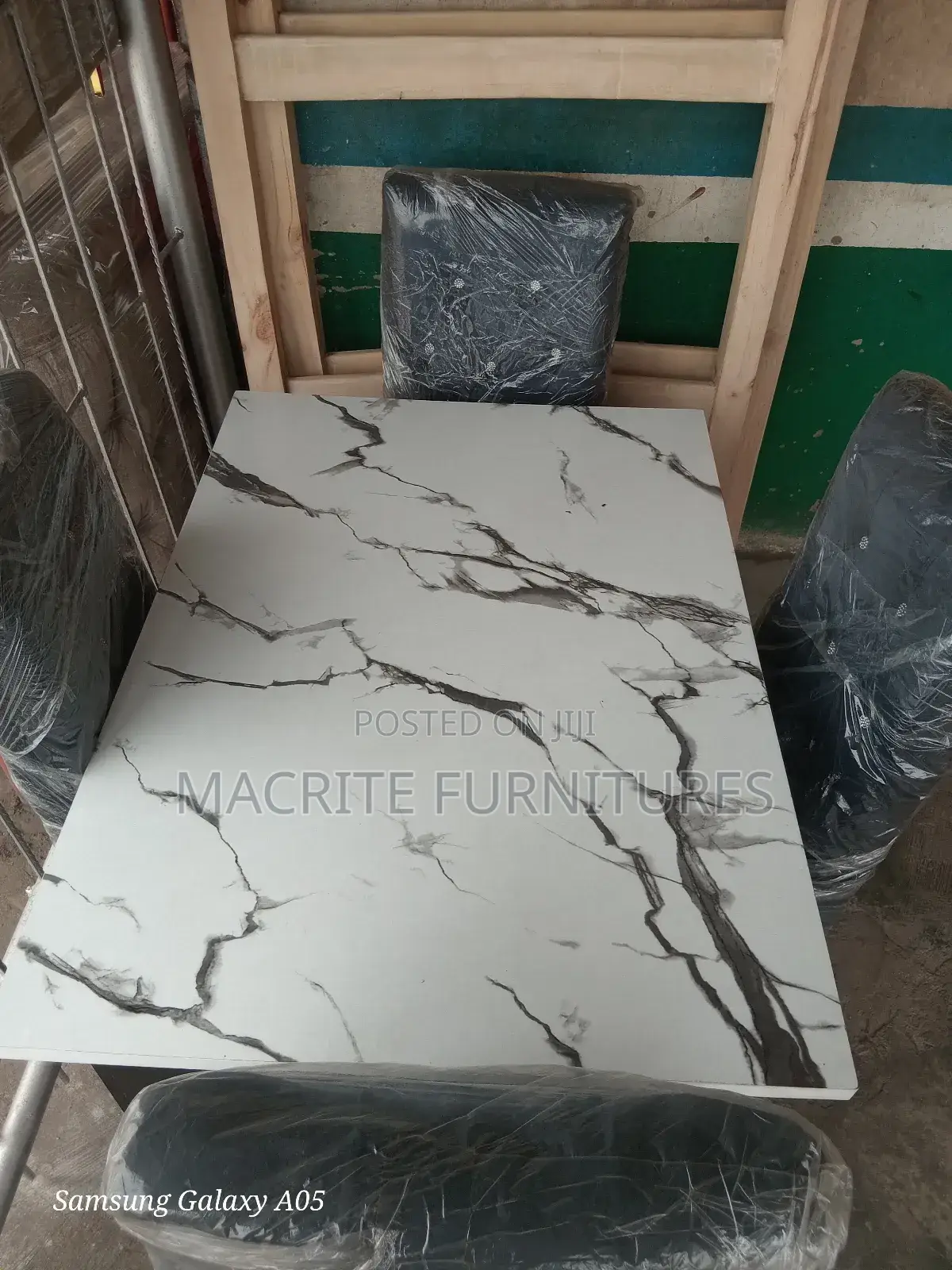 A Brand-New New Marble Colour Top Dining Table 4-Set