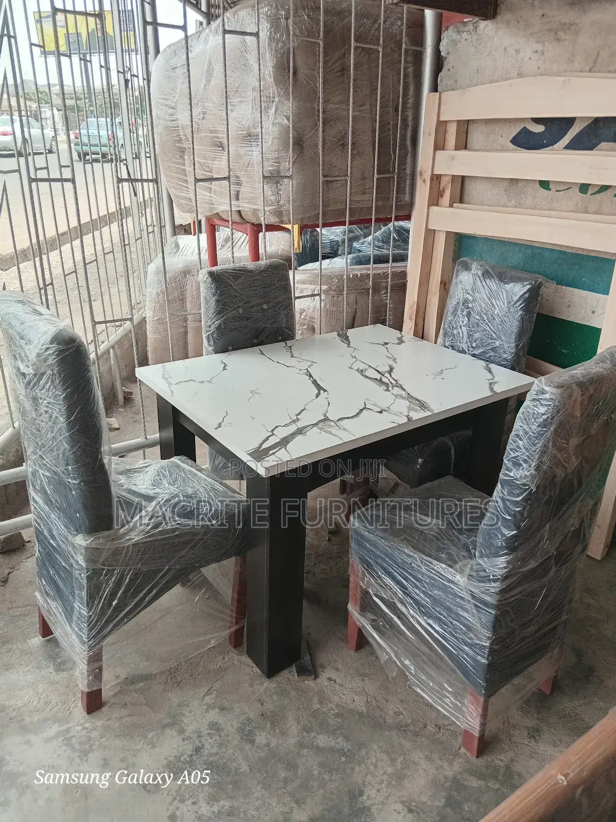 A Brand-New New Marble Colour Top Dining Table 4-Set