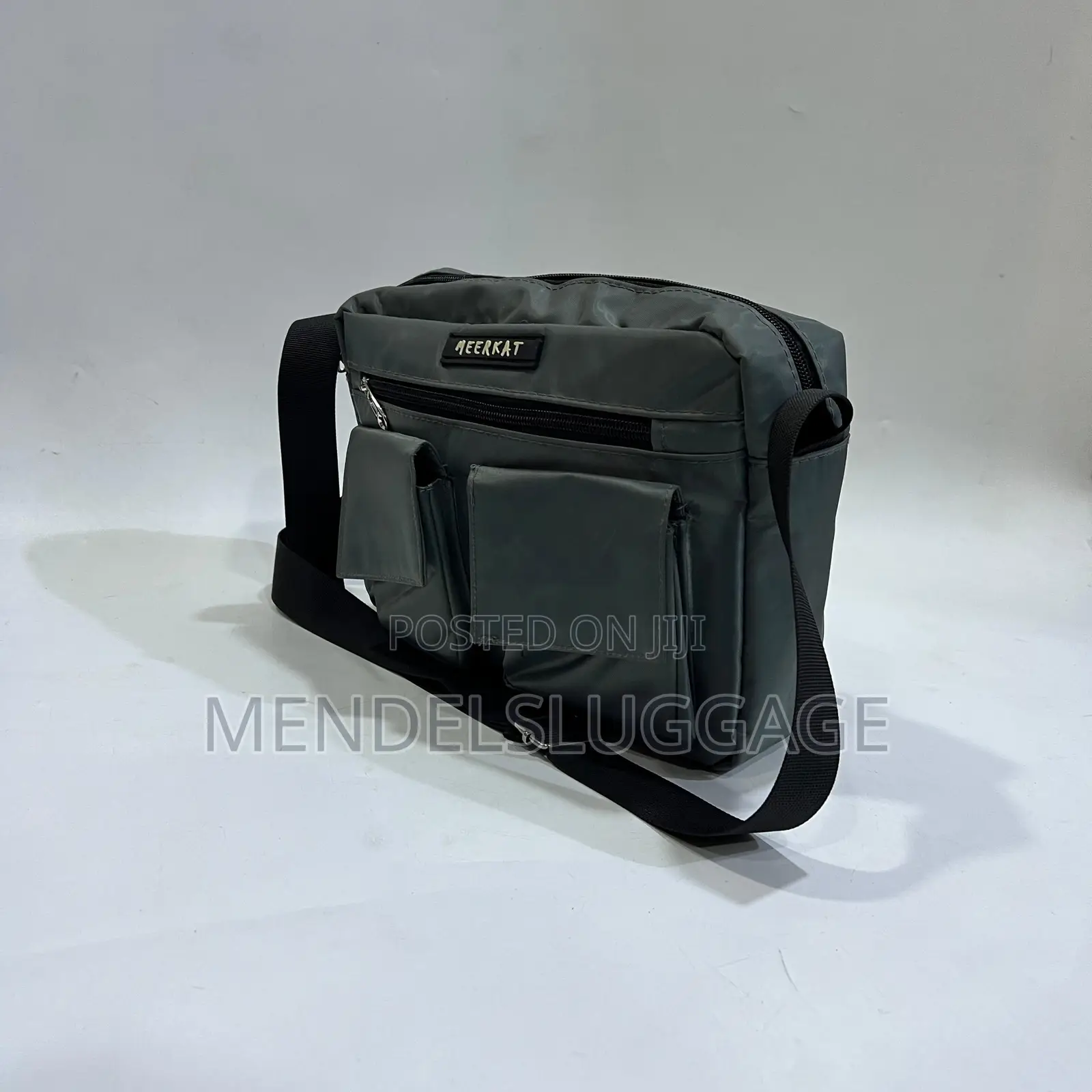 Light Gray Meerkat Shoulder Bag With Front Pockets