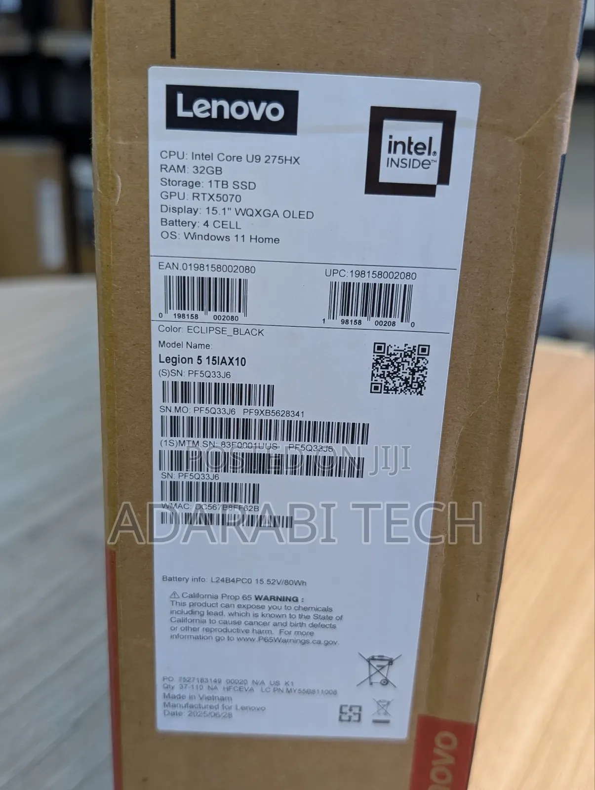 New Laptop Lenovo Legion 5 32GB Intel Core Ultra 9 SSD 1T