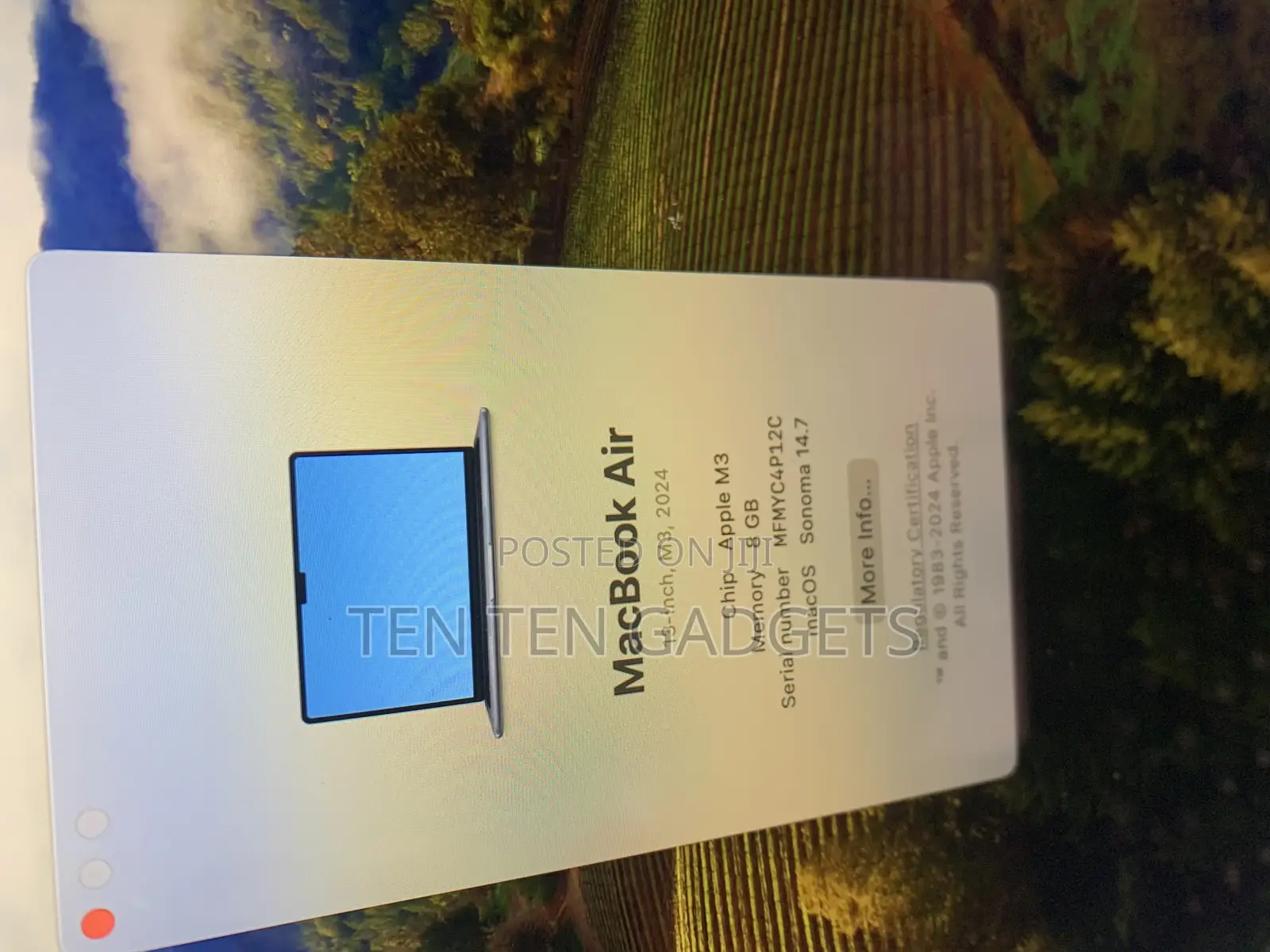 Laptop Apple MacBook Air 2024 M3 13-inch 8GB Apple M3 SSD 256GB
